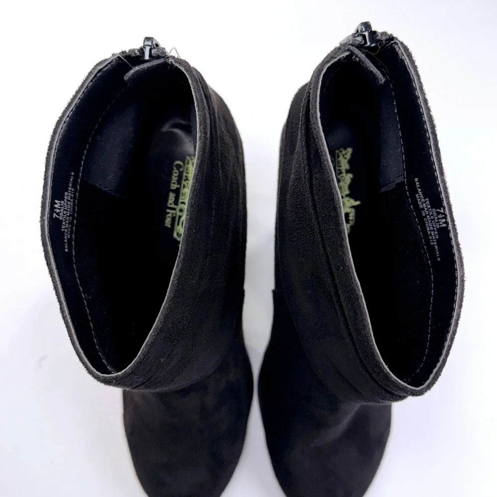 NEW Coach‎ and Four Odalis Boot Womens 7.5 Black Suede Ankle Bow Zipper Coquette